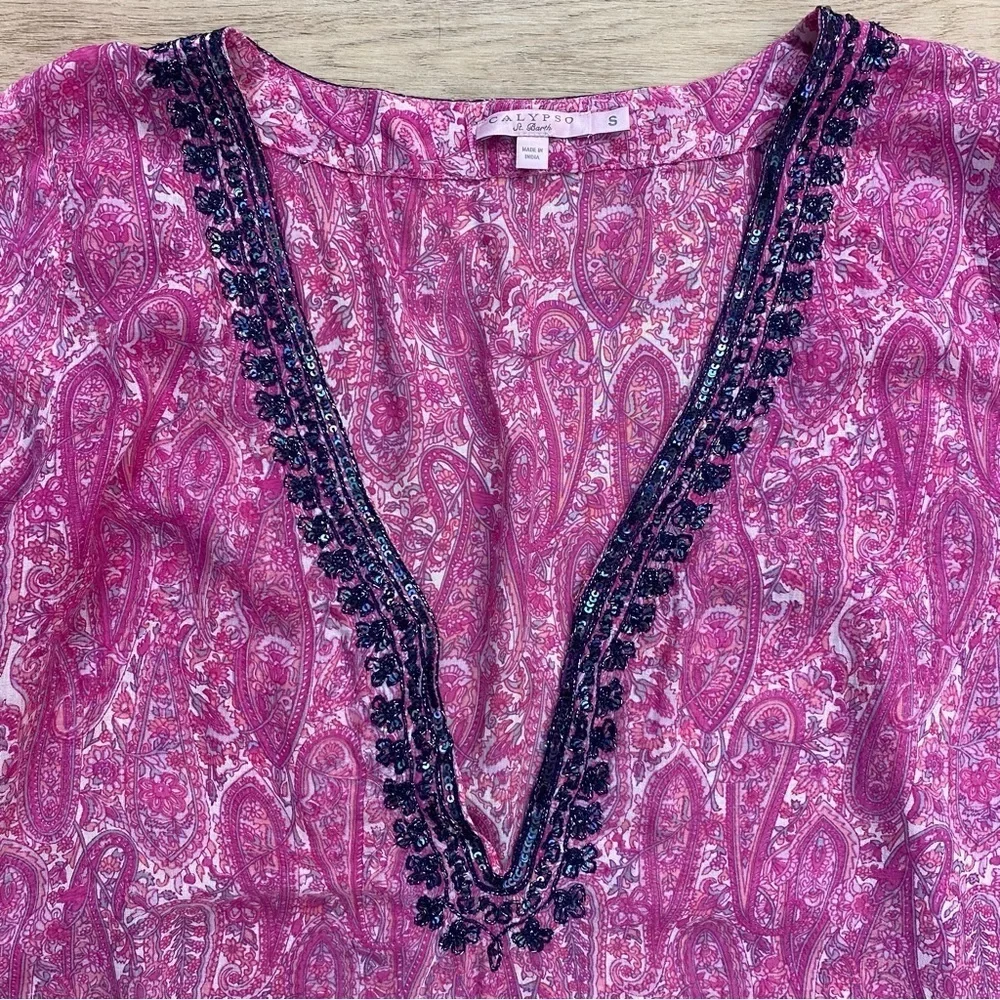 Calypso St.Barth | Yavia | Embellished Paisley Tunic Resort Resortwear Luxury - Picture 3 of 11